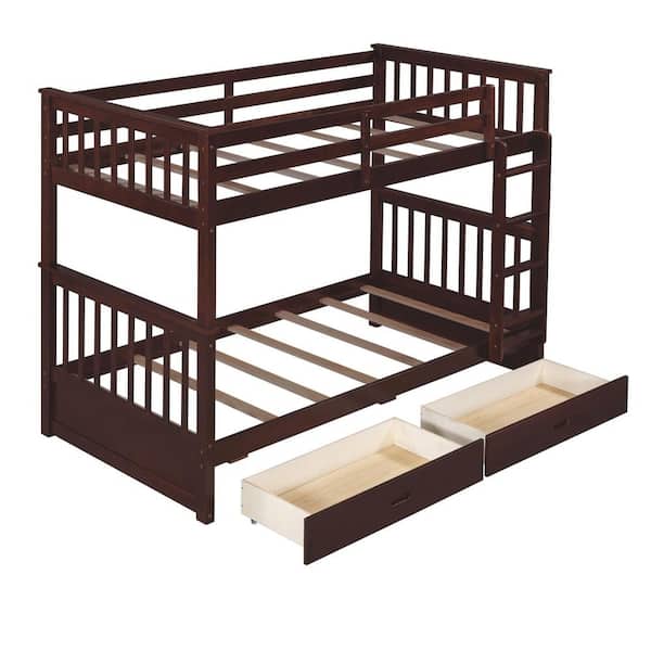 Harper & Bright Designs Classic Espresso Twin over Twin Wood