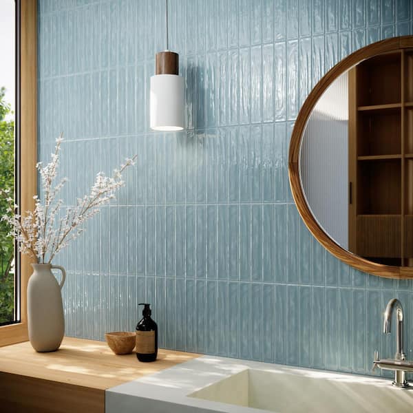 Nova Ocean 1.97 in. x 11.81 in. Polished Ceramic Subway Wall Tile (5.38 sq. ft./Case)