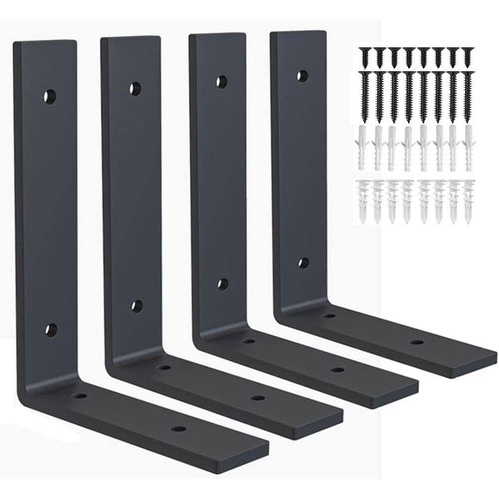 8 x 6 in. Heavy Duty Metal Shelf Brackets Black Industrial L Bracket Rustproof Iron with Hardware 4 Pack price history on PriceWatchPro