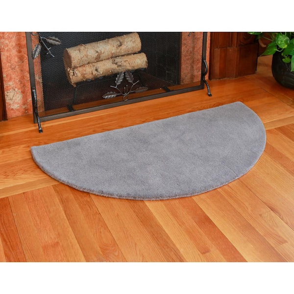 2 ft. x 4 ft. Half Round Hearth Rug, Dove Gray