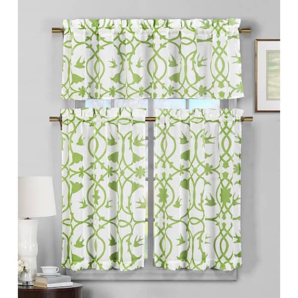 Duck River Apple Green Floral Rod Pocket Room Darkening Curtain - 58 in. W x 15 in. L  (Set of 2)