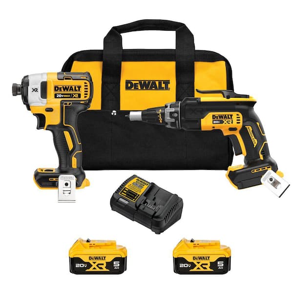 DEWALT 20V MAX Lithium-Ion Cordless Brushless Screwgun and Impact Combo Kit  (2-Tool) with (2) 5.0Ah Batteries, Charger and Bag DCK268P2 The Home Depot