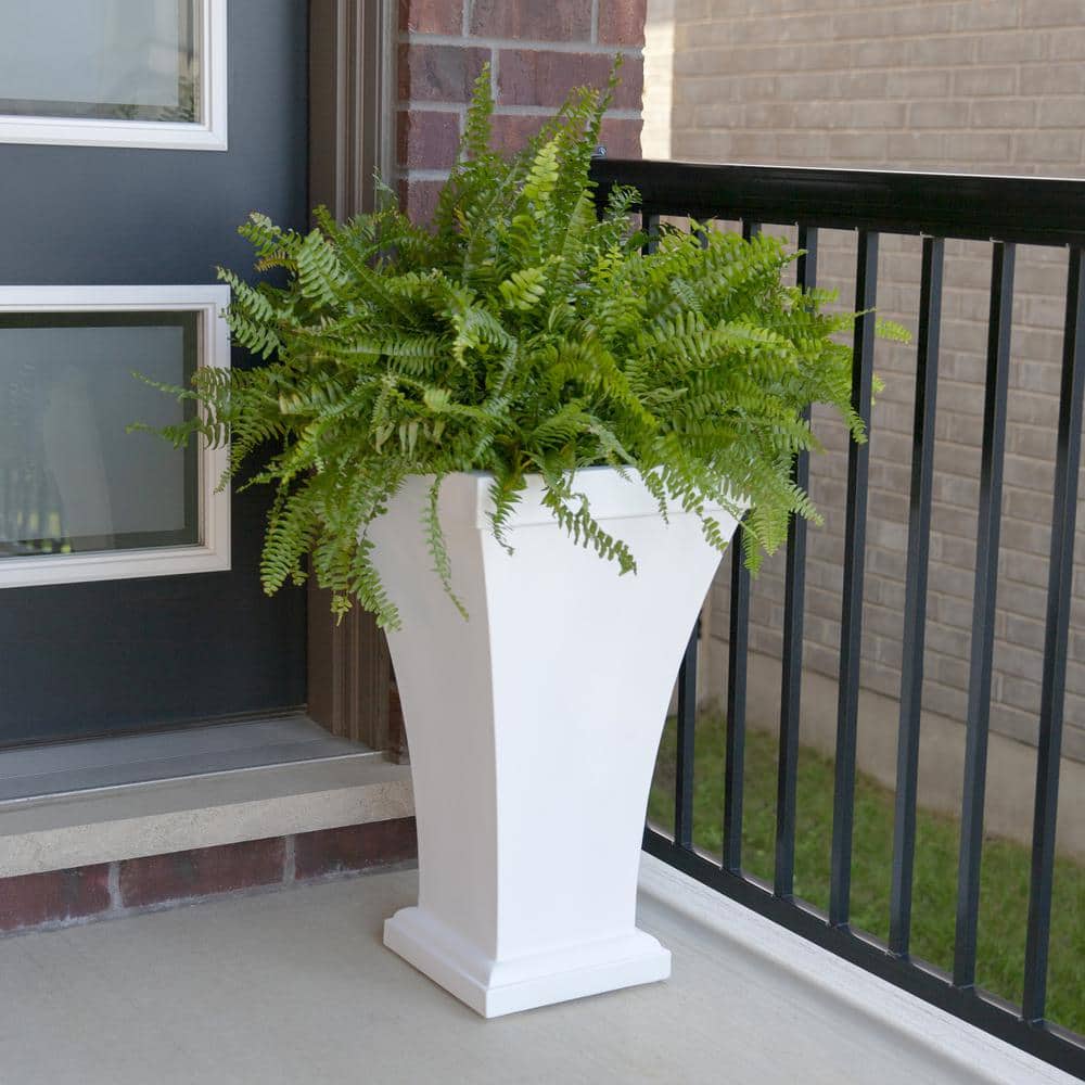 Elegant Bordeaux Tall Self-Watering Planter in White Polyethylene