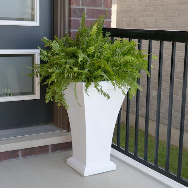 Bordeaux 28 in. Tall Self-Watering White Polyethylene Planter