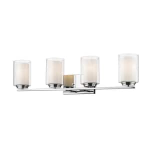 Willow 31.5 in. 4-Light Chrome Vanity Light with Glass Shade