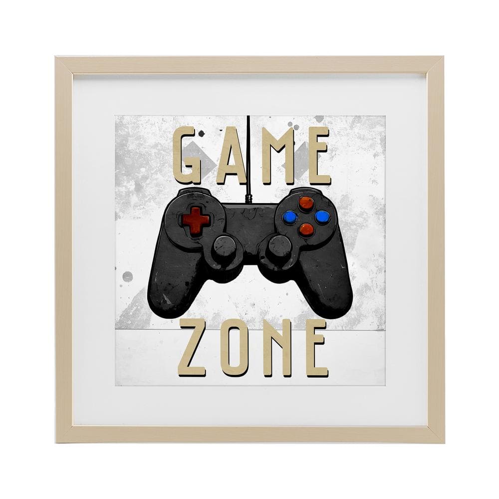 Game Zone Control Birch Framed Print Under Glass, design by Kim Allen