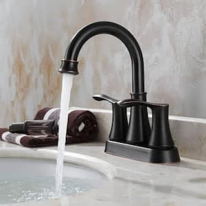ABA DESK MOUNT 4 in. Centerset Double Handle Lavatory Vanity Bathroom Faucet with Pop Up Sink Drain in Oil Rubbed Bronze