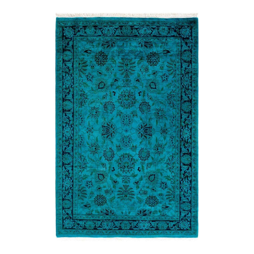 Overdyed Blue 4 ft. 2 in. x 6 ft. 4 in. Wool Indoor Area Rug price history on PriceWatchPro