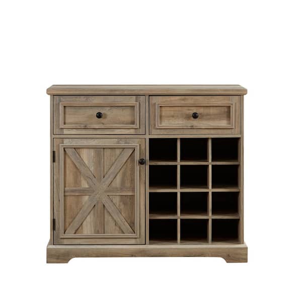 WarmieHomy -Bottle Count Quantity 12-Bottle Wine Rack Bar Cabinet with Removable Wine Racks Storage Shelves in Grey Wash