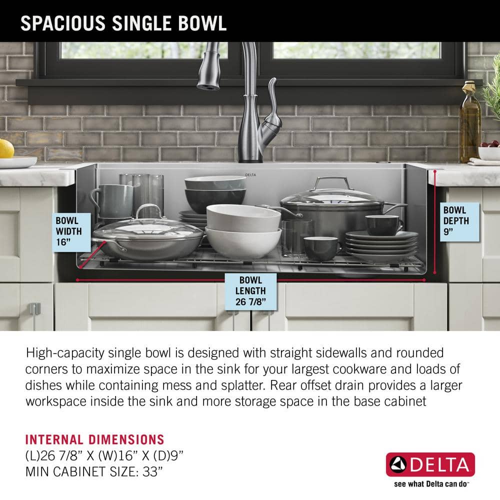 Delta 30" Stainless Steel Single Bowl Workstation Kitchen Sink