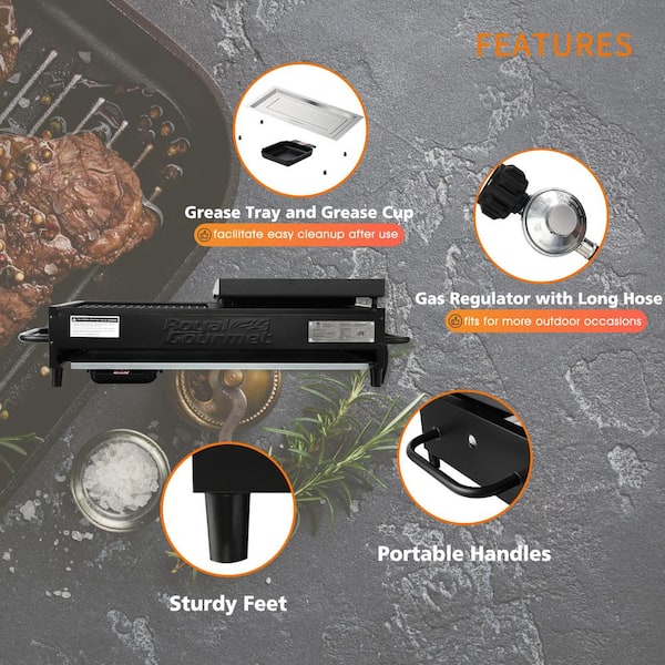 MasterPRO BBQ Double Reversible Grill/Griddle MPUS16305BLK - The