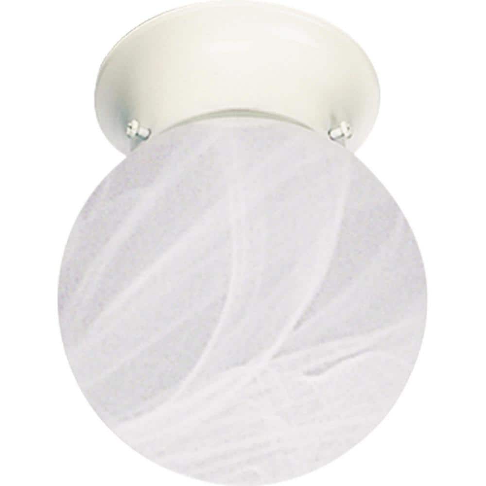White Alabaster Glass Globe Flush Mount Ceiling Light