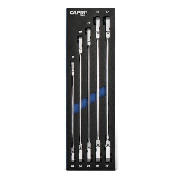 Metric 90-Tooth Spline Drive Extra-Long Double Box End Reversible Ratcheting Wrench Set (5-Piece)