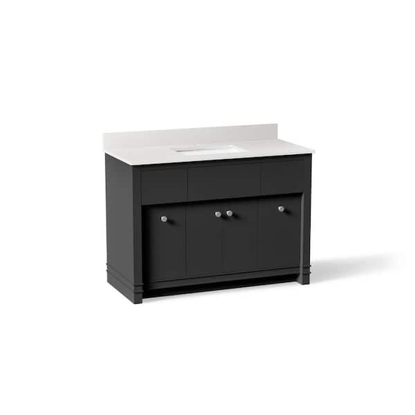 Alouette 48 in. Single SinkFerrous Grey Bath Vanity Cabinet with Sink and Quartz Top