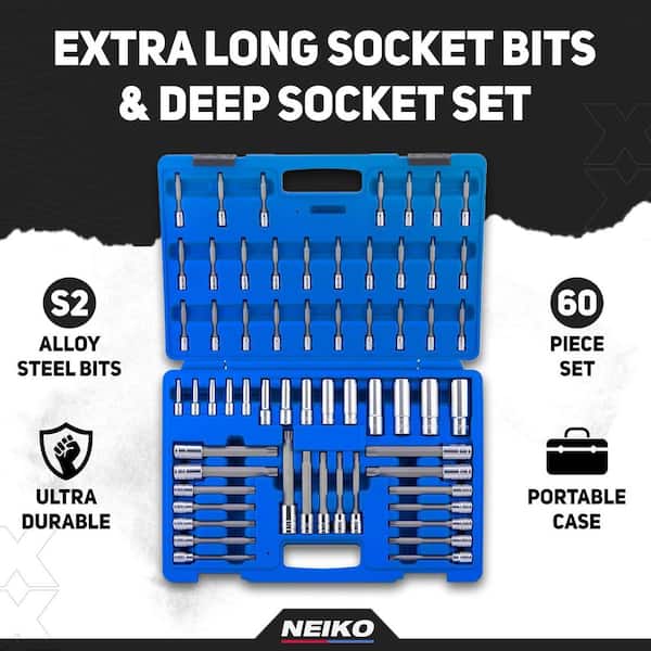 NEIKO 3/8 in. Drive Tamperproof Torx Plus Bit and E-Torx Deep