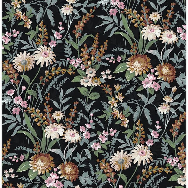 black vintage floral pattern