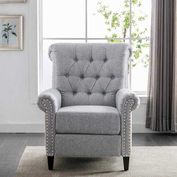 TOSWIN Light Gray Cozy Light Gray Recliner Sofa Chair with Lumbar Support  and Tufted Back - ShopStyle