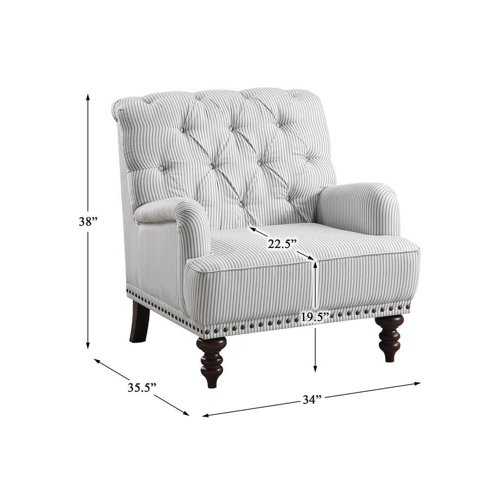 Gray Velvet Wood Accent Chair with Turned Legs
