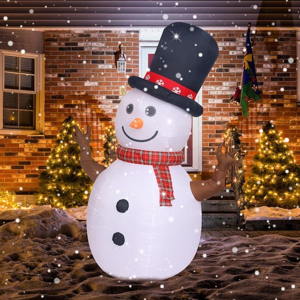 Doingart Lighted Inflatable Snowman Christmas Decoration 8ft Large Blow Up Snowman with Colorful Rotating Built-in LED Lights for Christmas Party Yard Garden Decoration