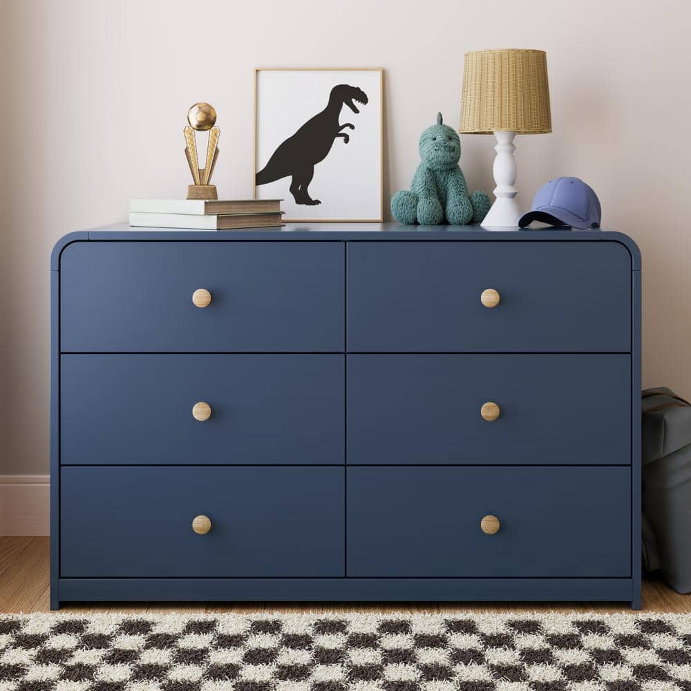 Midnight Blue Double Nursery Dresser with 6 Drawers