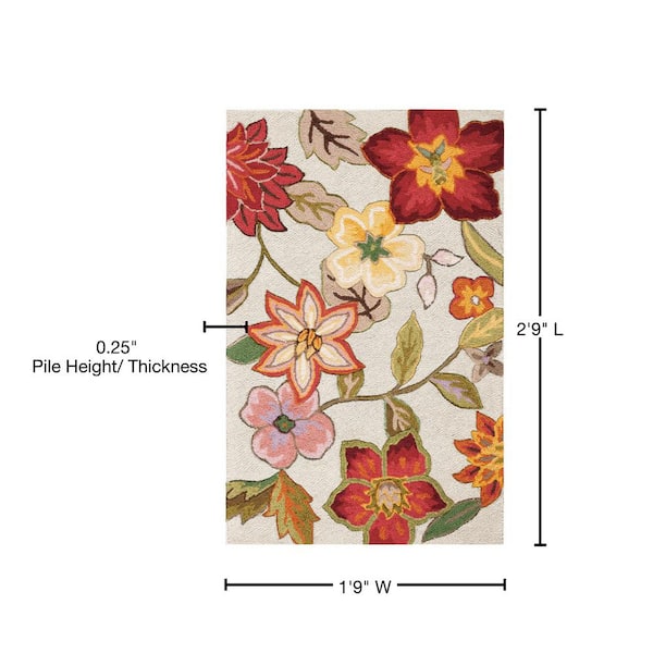 Nourison Fantasy Ivory 2 ft. x 3 ft. Floral Contemporary Kitchen Area Rug  104243 - The Home Depot