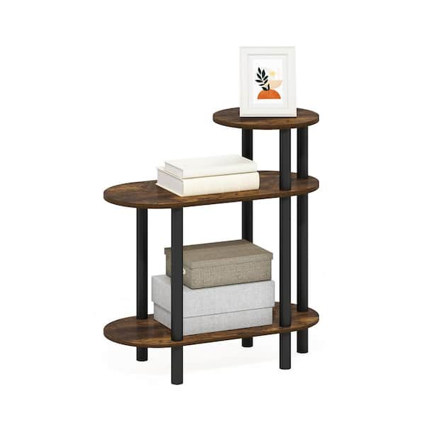 Furinno Turn-N-Tube 23.23 in. Amber Pine/Black Oval Wood End Table