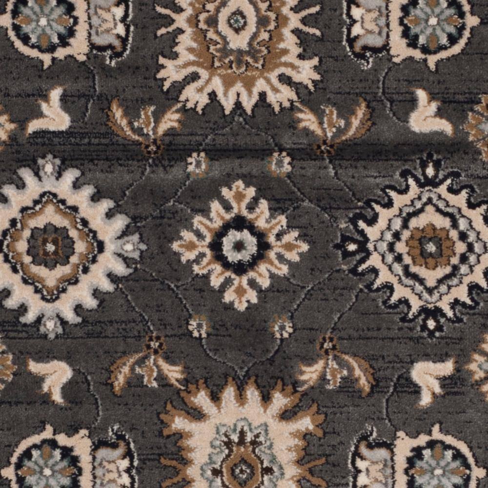 Gray and Cream Floral Synthetic Rectangle Area Rug