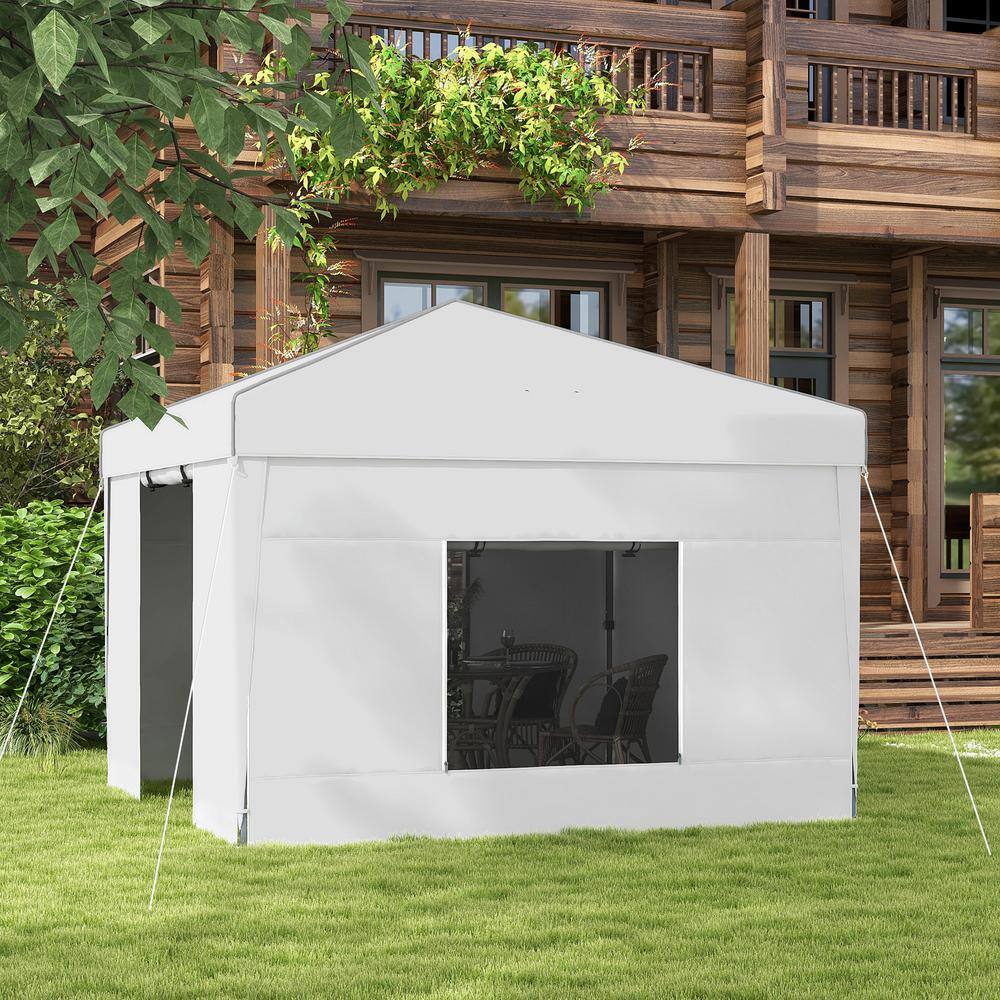 White Adjustable Height Pop-Up Canopy Tent with Mesh Windows