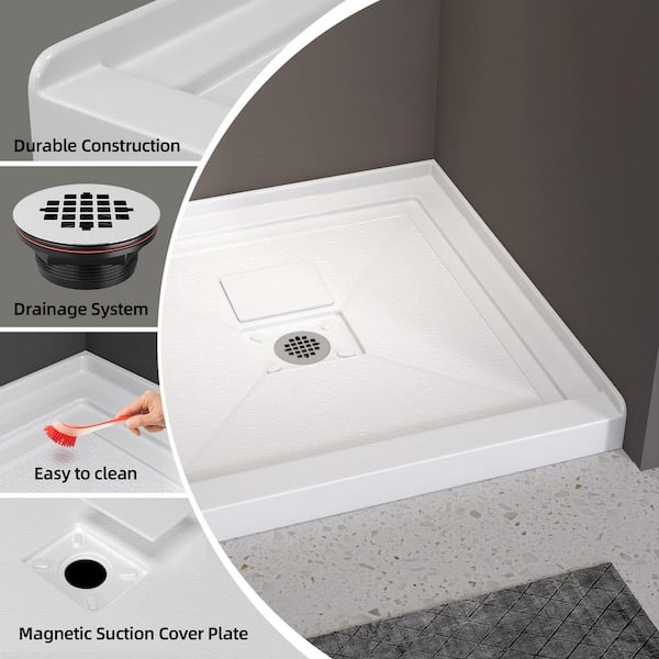衛生日用品 siba Zeafive Siba 36 in. L x 36 in. W Single Threshold Alcove Shower