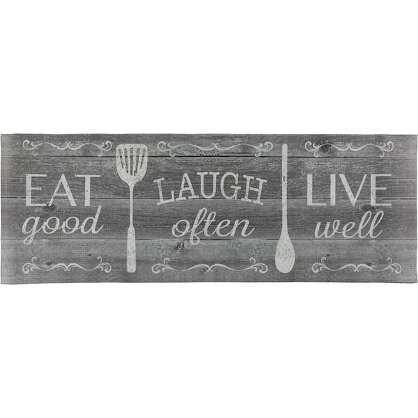 J&V TEXTILES Eat Laugh Live 19.6 in. x 55 in. Anti-Fatigue Kitchen Runner Rug