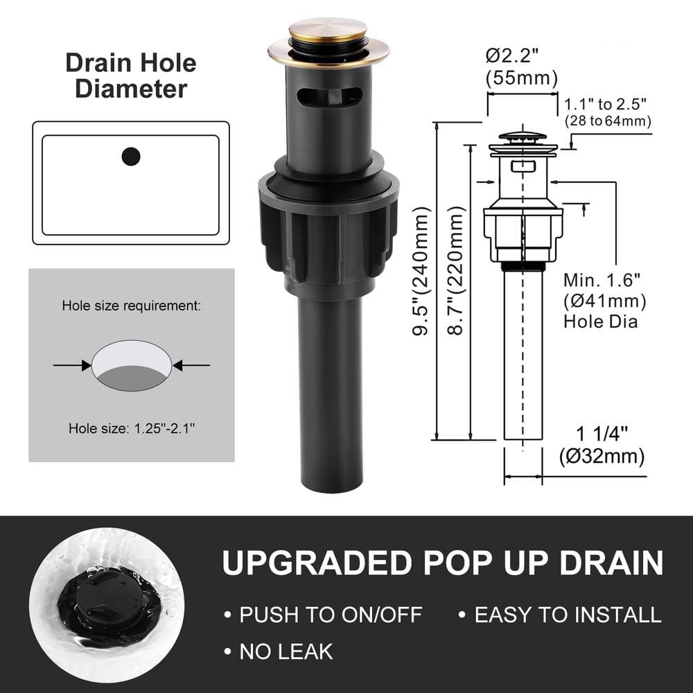 Brushed Gold Double Handle Widespread Bathroom Faucet with Pop-Up Drain
