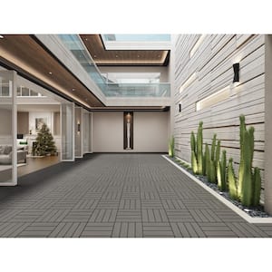 Terrace Cement 4/5 in. Thickness x 12 in. Width x 12 in. Length Deck Tile Composite Bamboo Flooring (11 sq. ft. per Box)