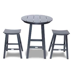 Bailey - Cabo Gray 3-Piece Plastic Round Outdoor Bar Table Set