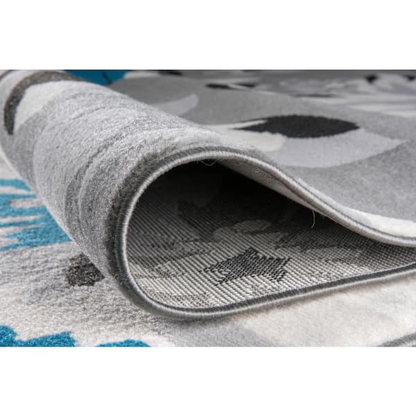 Modern Contemporary Floral Design Blue 10 ft. x 14 ft. Indoor Area Rug