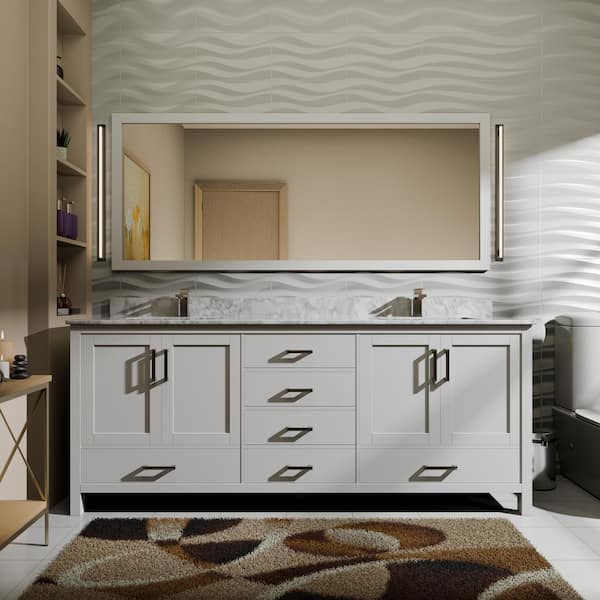 Jacques 72 in. W x 22 in. D White Double Bath Vanity and Carrara Marble Top