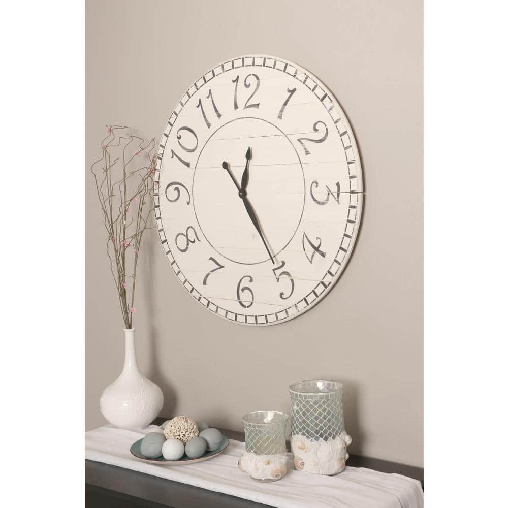 24WHBKTRX 24'' x 24'' BrandtWorks Antique White Farmhouse Wall Clock 