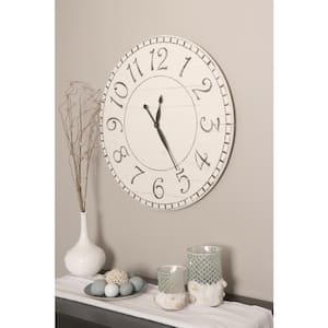 24 in. Oversized Antique White Farmhouse Wall Clock