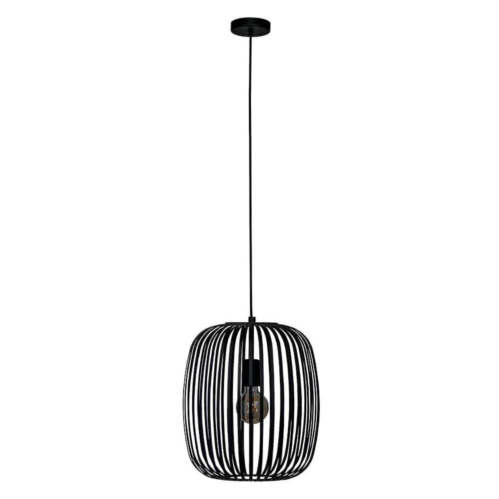Romazzina 12.75 in. W x 87.67 in. H 1-Light Black Cage Pendant Light with Black Metal Shade price history on PriceWatchPro