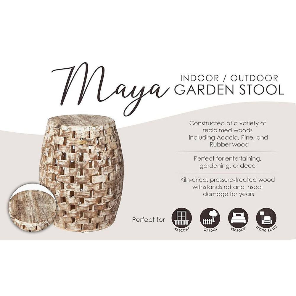 Rustic Natural Reclaimed Wood Oval Garden Stool