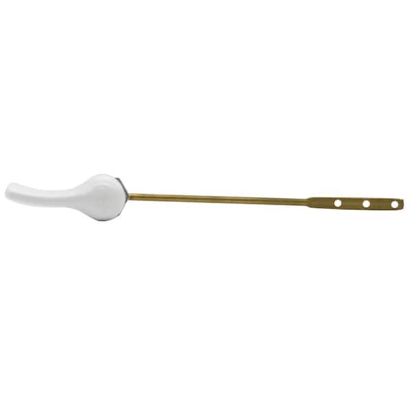 Westbrass Front Mount Toilet Tank Trip Lever with Brass Rod in White