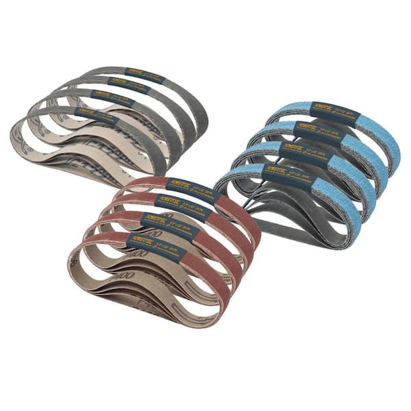 ‎POWERTEC 1/2 in. x 12 in. 8 Each of 80/120/240/400/1000/1200 Grits, Replacement Knife Sharpener Sanding Belts (48-Pack)