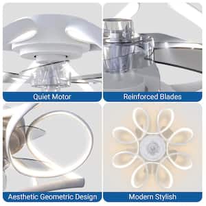 18.1 in. LED Indoor White Petal-Shaped Ceiling Fan Recessed Light with APP and Remote, Timer, Summer/Winter Mode