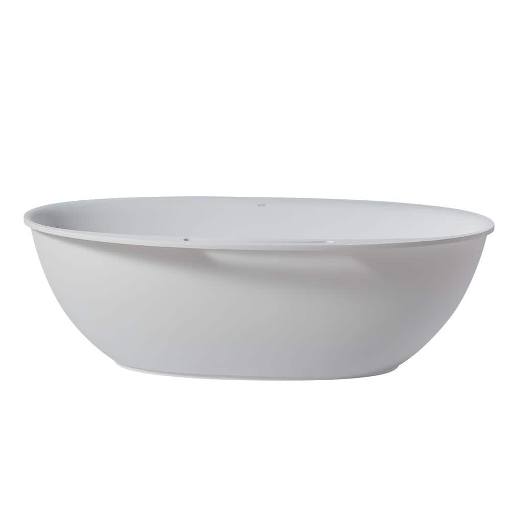 65'' White Fiberglass Freestanding Soaking Bathtub
