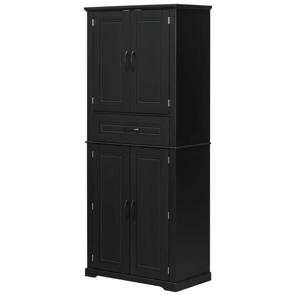 30 in. W x 15.7 in. D x 72 in. H Black Linen Cabinet with Adjustable Shelf