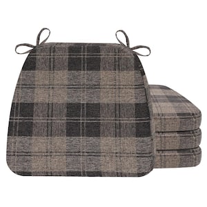 16 in. x 17 in. Trapezoid Outdoor Seat Cushion Dining Chair Cushion in Brown Plaid (4-Pack)
