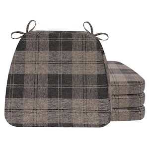 16 in. x 17 in. Trapezoid Indoor Seat Cushion Dining Chair Cushion in Brown Plaid (4-Pack)