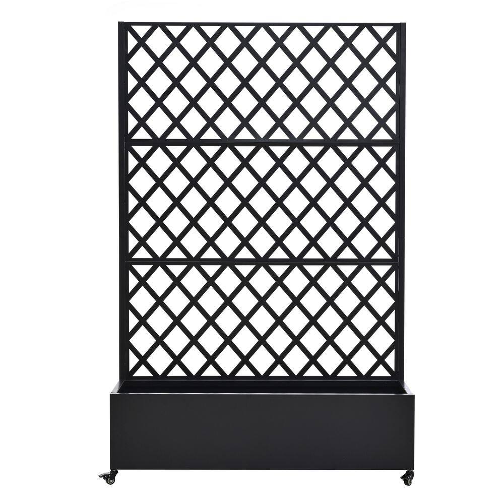 Black Metal Rectangular Planter Box with Wheels and Trellis Privacy Screen (73 in. L x 47 in. W x 16 in. H) price history on PriceWatchPro