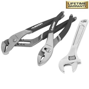 8 in. Slip Joint Plier and 8 in. Adjustable Wrench with 10 in. Groove Joint Plier Set (3-Piece)