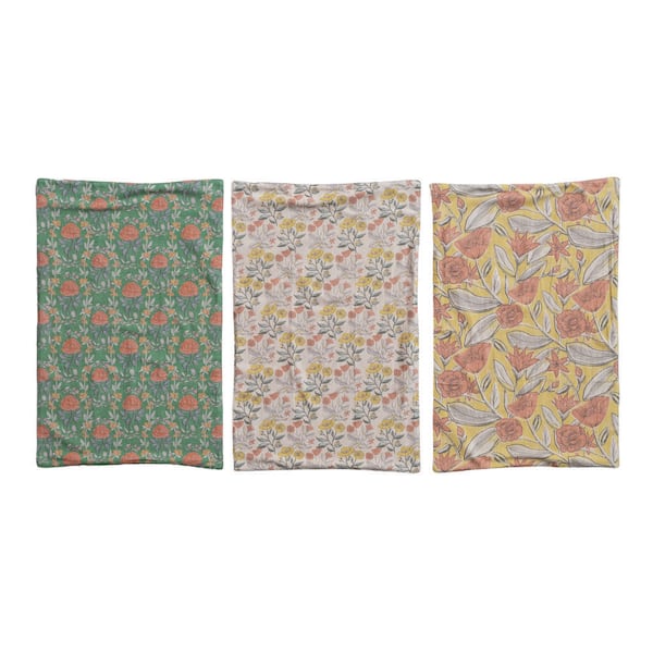 Multicolor Floral Garden Bloom Cotton Kitchen Towel (Set of 3)