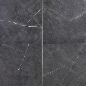 Marmo Dark Gray 23.62 in. x 23.62 in. Polished Marble Look Porcelain Floor and Wall Tile (15.49 sq. ft./Case)